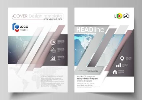 The vector illustration of editable layout of two A4 format modern covers design Stock Illustration