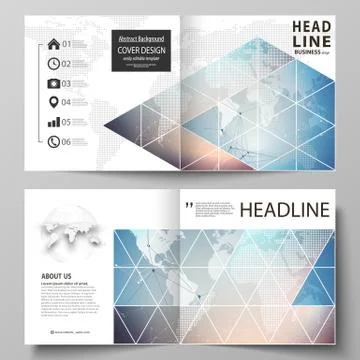 The vector illustration of editable layout of two covers templates for square Stock Illustration