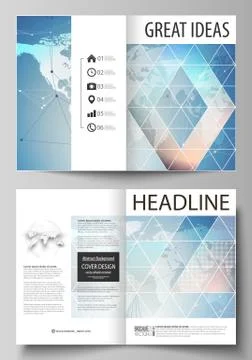 The vector illustration of editable layout of two A4 format modern cover mockups Stock Illustration