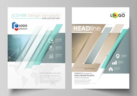 The vector illustration of the editable layout of two A4 format modern covers Stock Illustration