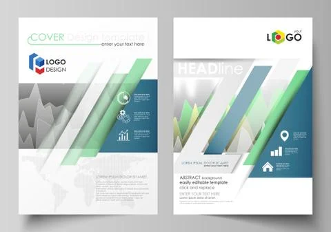 The vector illustration of the editable layout of two A4 format modern covers Stock Illustration