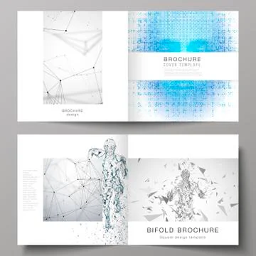 The vector illustration of editable layout of two covers templates for square Illustrazione stock