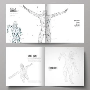 The vector illustration of editable layout of two covers templates for square Illustrazione stock