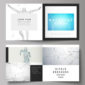 The vector illustration of editable layout of two covers templates for square Stock Illustration