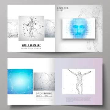 The vector illustration of editable layout of two covers templates for square イラスト素材