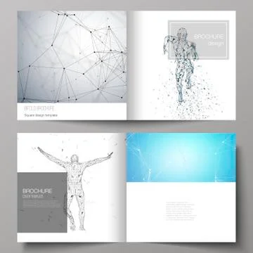 The vector illustration of editable layout of two covers templates for square Stockillustratie