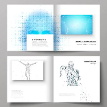 The vector illustration of editable layout of two covers templates for square Stockillustratie