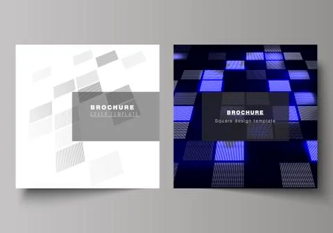 Vector illustration of editable layout of two covers templates for square design Stock Illustration
