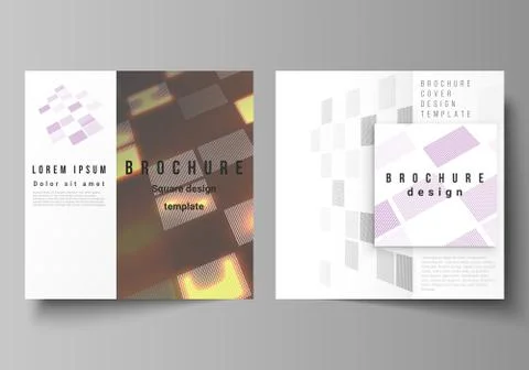 Vector illustration of editable layout of two covers templates for square design Stock Illustration