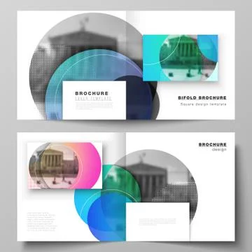 The vector illustration of editable layout of two covers templates for square Stock Illustration