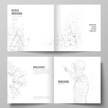 The vector illustration of the editable layout of two covers templates for sq Stock Illustration