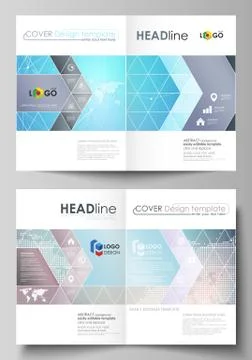 The vector illustration of the editable layout of two A4 format modern cover  Stock Illustration