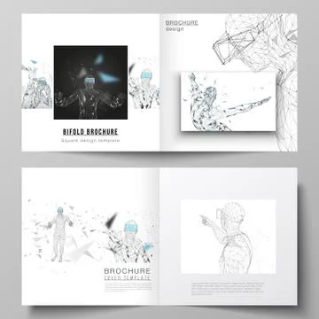 The vector illustration of the editable layout of two covers templates for Stock Illustration