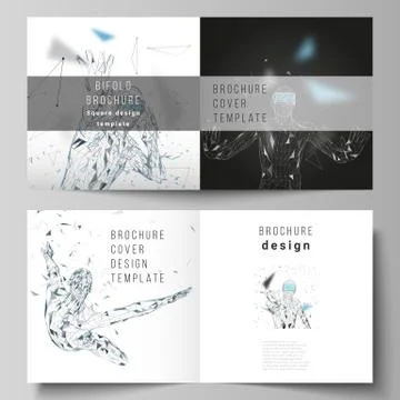 The vector illustration of the editable layout of two covers templates for Stock Illustration