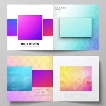 The vector illustration of editable layout of two covers templates for square Stock Illustration