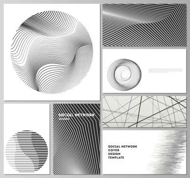 The vector illustration of the editable layouts of modern social network mockups Illustrazione stock