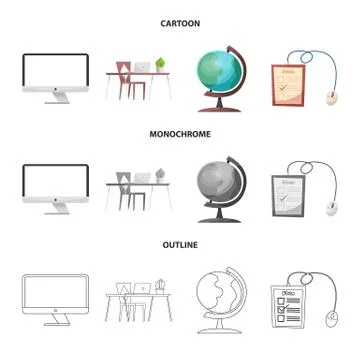 Vector illustration of education and learning symbol. Collection of education Illustrazione stock