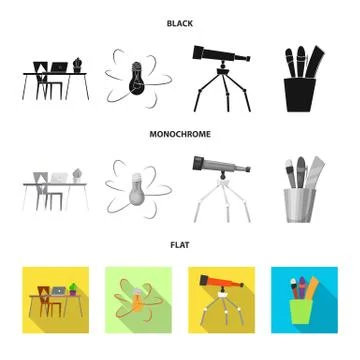 Vector illustration of education and learning sign. Set of education and school Stock Illustration