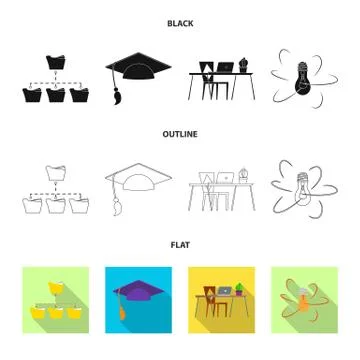 Vector illustration of education and learning symbol. Set of education and Stock Illustration