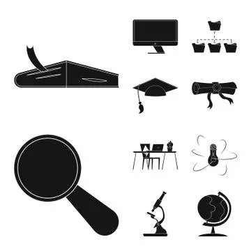 Vector illustration of education and learning sign. Set of education and school Stock Illustration