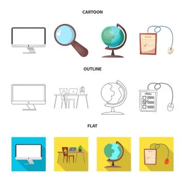 Vector illustration of education and learning symbol. Collection of education Stock Illustration