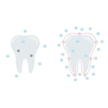 Vector illustration. The effect of calcium and fluoride on teeth Stock Illustration