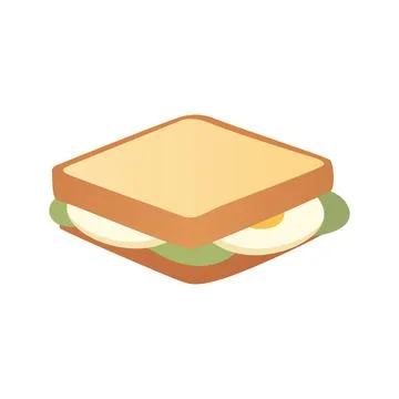 Vector Illustration of Egg and Lettuce Sandwich with Toasted Bread Isolated イラスト素材
