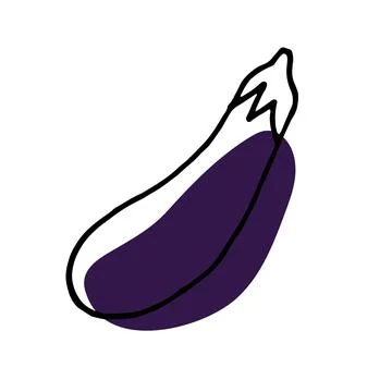 Vector illustration of an eggplant doodle. Stock Illustration