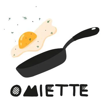 Vector illustration of eggs in a frying pan. Stock Illustration