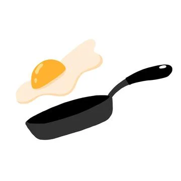 Vector illustration of eggs in a frying pan. Stock Illustration