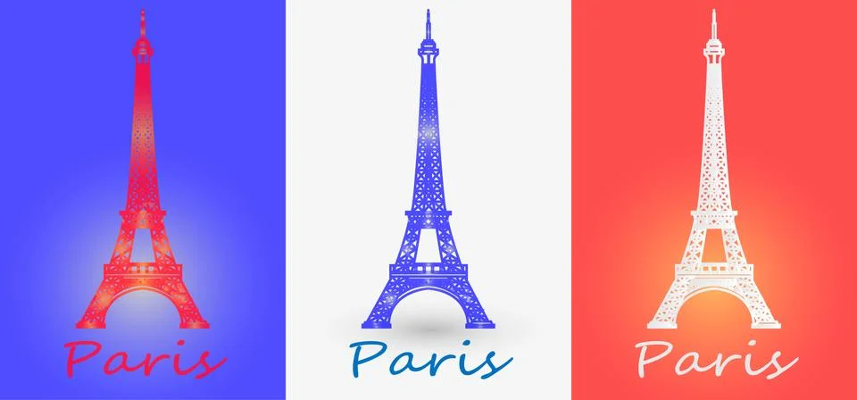Vector illustration of eiffel tower against France flag. EPS Stock Illustration