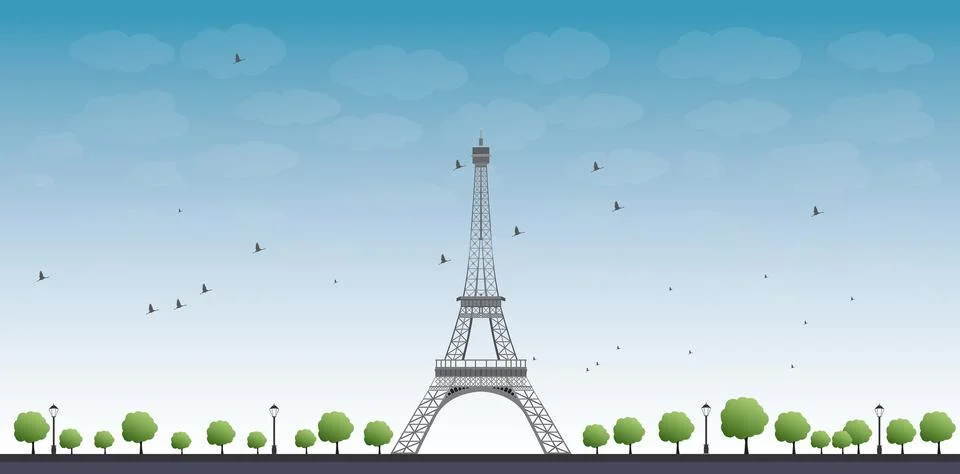 Vector illustration of Eiffel Tower Stock Illustration