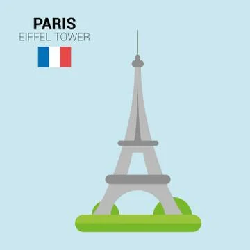 Vector illustration of Eiffel Tower (Paris, France). Monuments and landmarks Col Illustrazione stock
