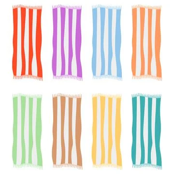 Vector illustration of eight textile patterns with wavy stripes in different Stock Illustration