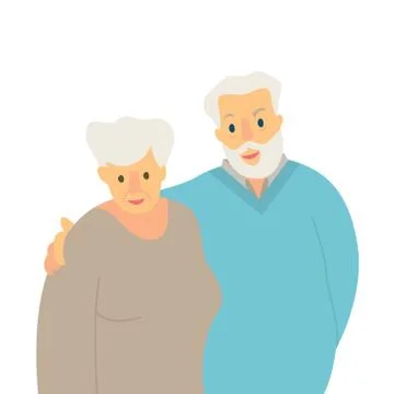 Vector illustration of elderly people. An elderly married couple. Stock Illustration