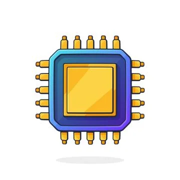 Vector illustration. Electronic Integrated circuit top view Stock Illustration