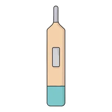 Vector illustration of electronic thermometer. With black outline and color on a Stock Illustration