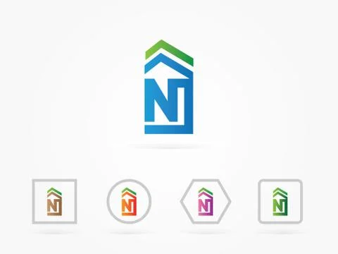 Vector Illustration Elegant House N Alphabet Symbol Stock Illustration