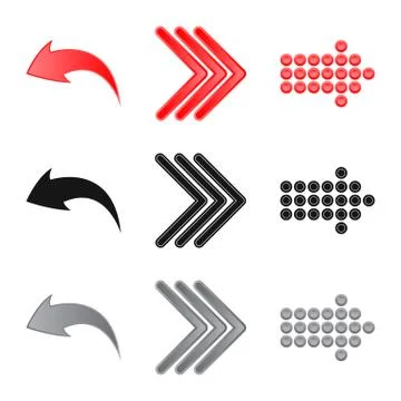 Vector illustration of element and arrow symbol. Set of element and direction Stock Illustration