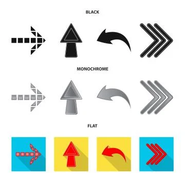 Vector illustration of element and arrow sign. Set of element and direction Stock Illustration