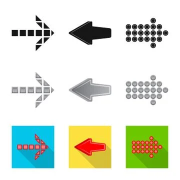 Vector illustration of element and arrow icon. Collection of element and Stock Illustration
