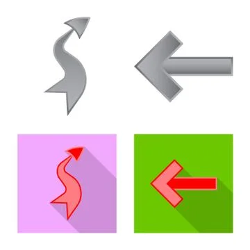 Vector illustration of element and arrow icon. Collection of element and Stock Illustration