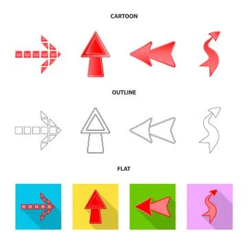 Vector illustration of element and arrow symbol. Set of element and direction Stock Illustration