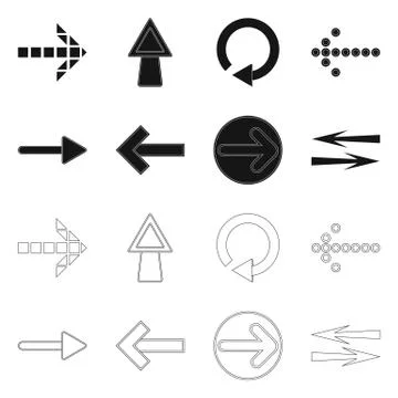 Vector illustration of element and arrow icon. Set of element and direction Stock Illustration