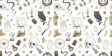 Vector illustration with elements of alchemy and Wicca witchcraft. 스톡 일러스트