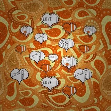 Vector illustration. Elements orange, white and yellow on colors. Design. Cute f Stock Illustration