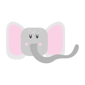 Vector illustration of elephant face in flat style Stock Illustration