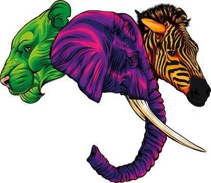 Vector illustration of Elephant head digital draw Stock Illustration