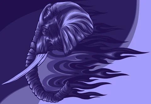 Vector illustration of Elephant head with flames Stock Illustration