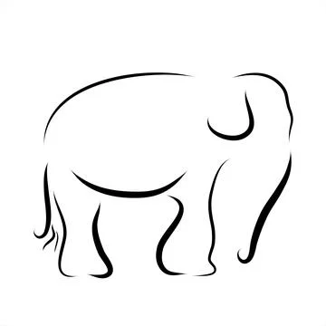 Vector illustration of elephant painted with simple lines. Symbol of wild ani Stock Illustration